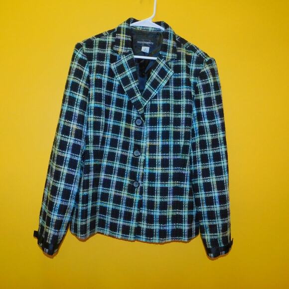Requirements black multi color plaid blazer women - Picture 1 of 7